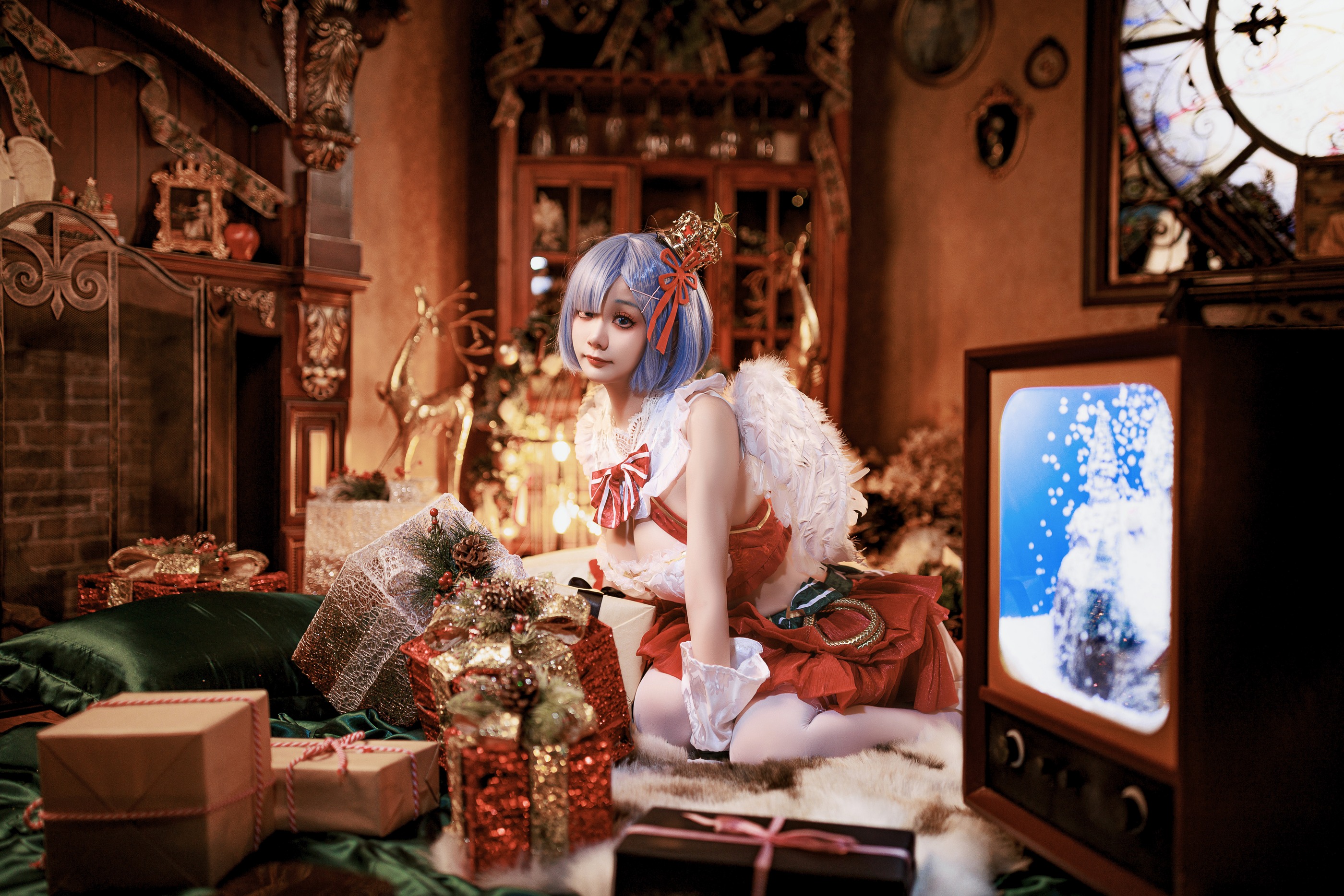 图片[1]-阿雪雪 – NO.068 圣诞小天使 蕾姆 [86P]-XikXak